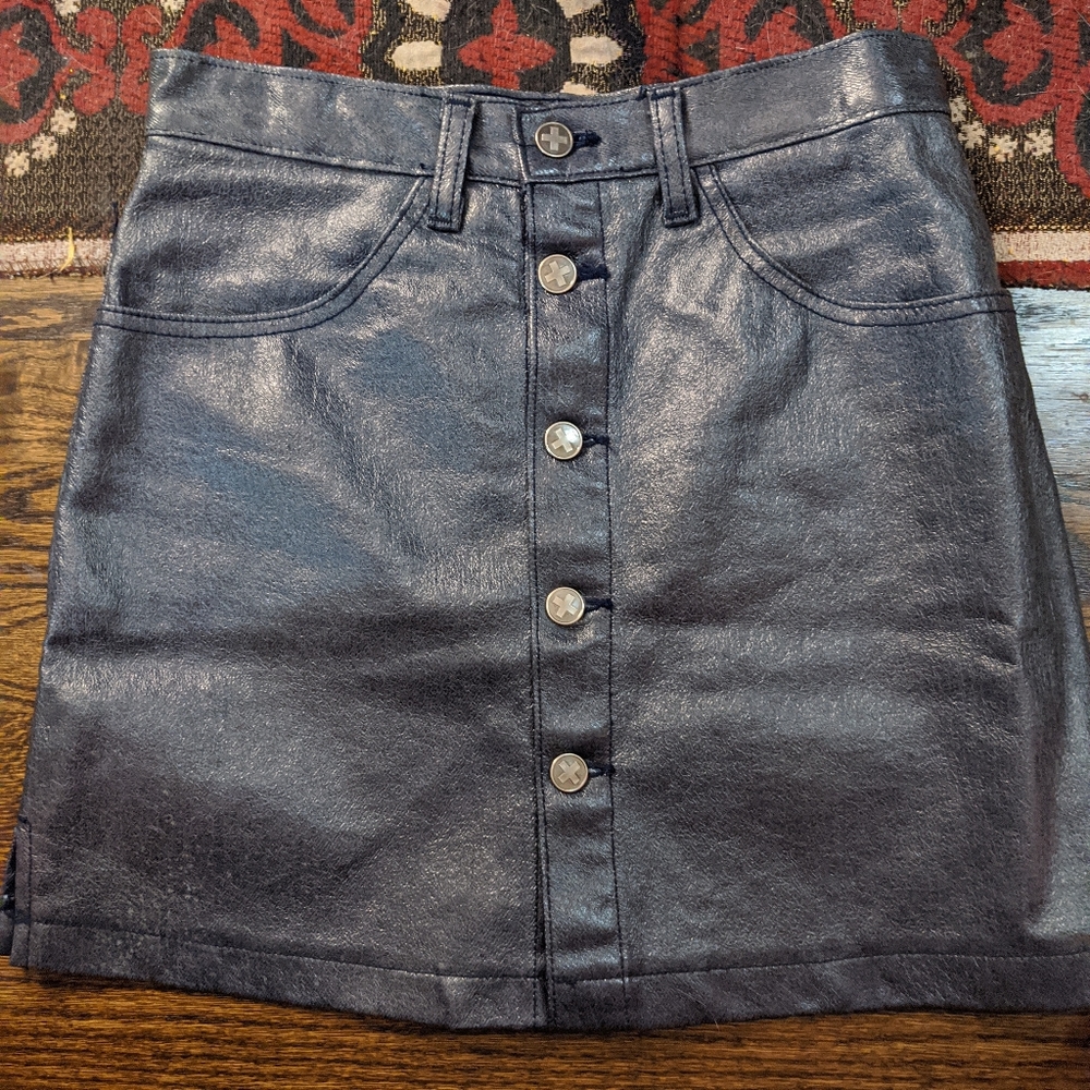 Leather mini skirt
